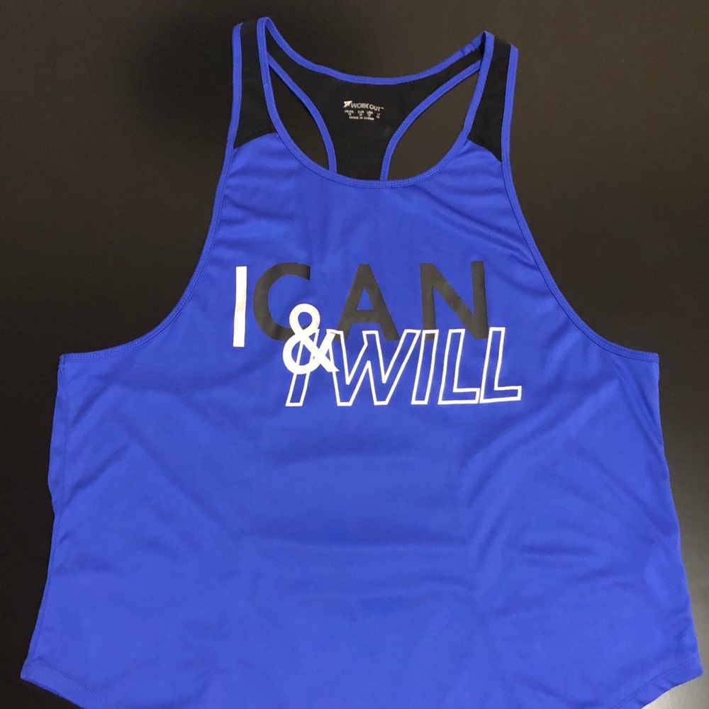 Blue Workout Tank Top With Mesh